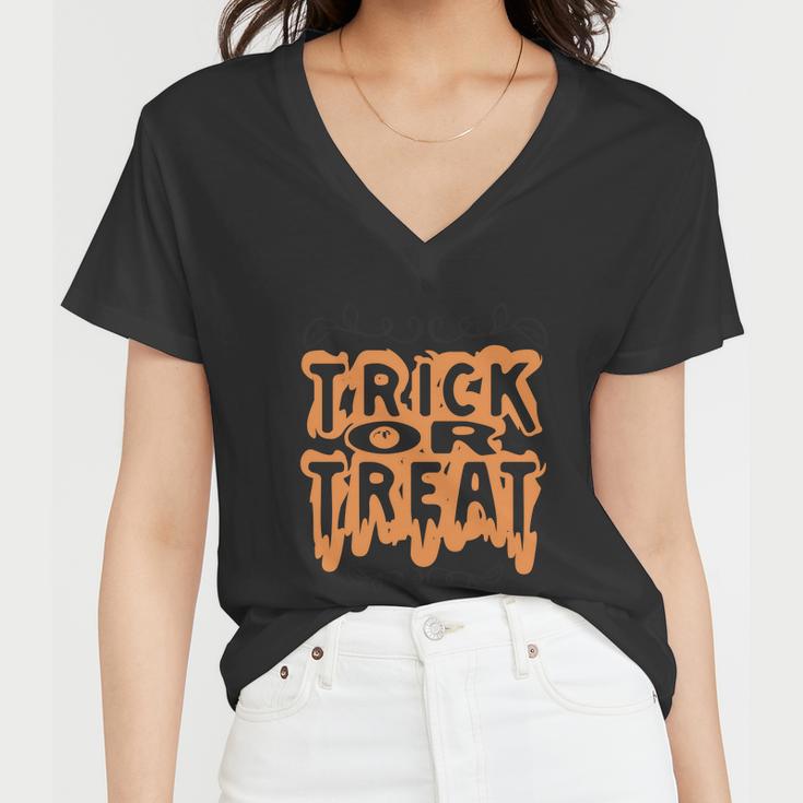 Trick Or Treat Halloween Quote Women V-Neck T-Shirt