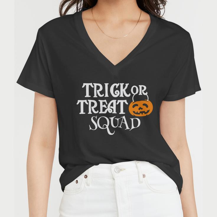 Trick Or Treat Squad Pumpkin Halloween Quote Women V-Neck T-Shirt