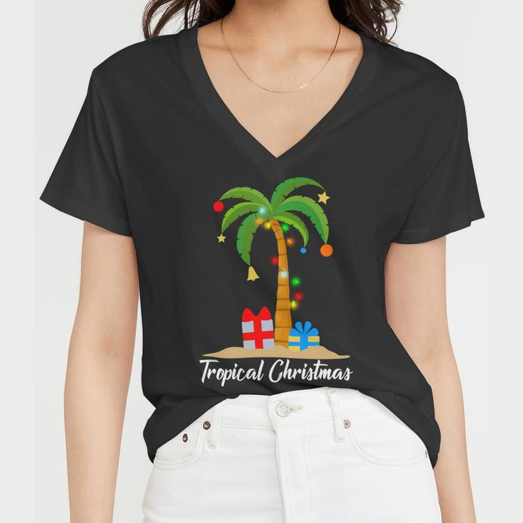 Tropical Christmas Women V-Neck T-Shirt