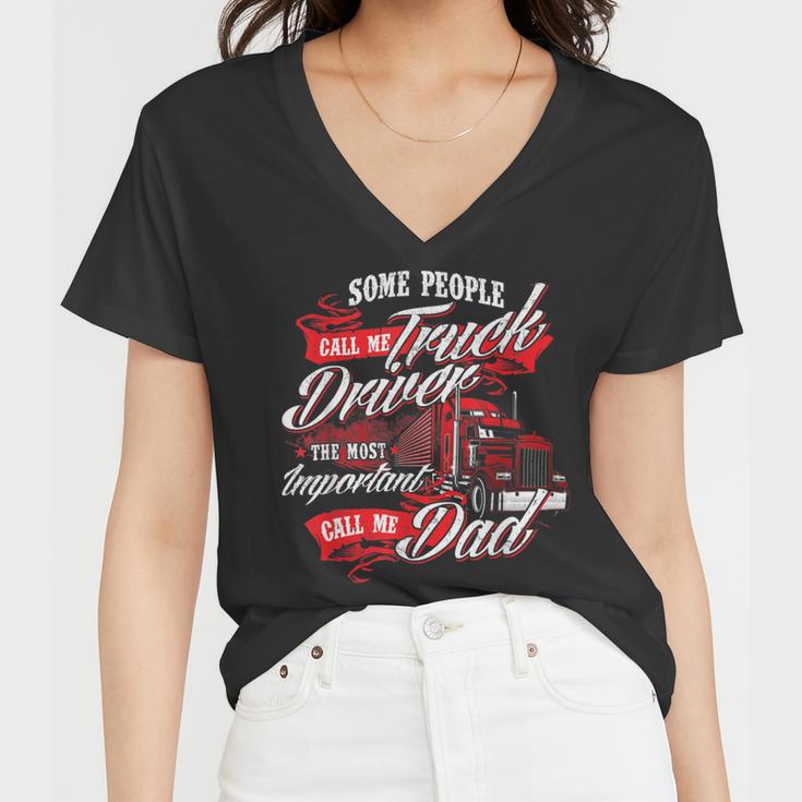 Trucker Truck Driver Dad Trucker Trucking Semi Truck Driver Women V-Neck T-Shirt