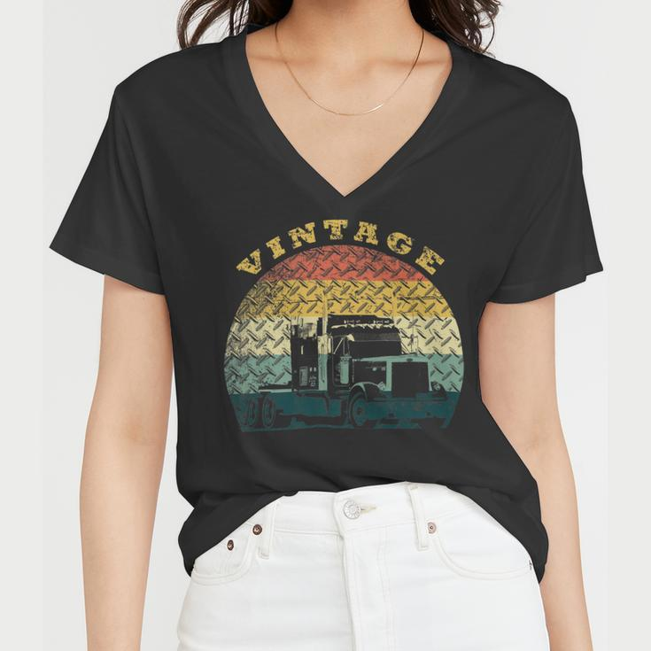 Trucker Truck Driver Vintage Trucker Women V-Neck T-Shirt