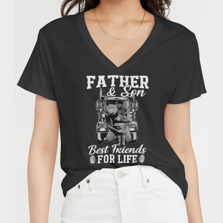 Trucker Trucker Fathers Day Father And Son Best Friends For Life Women V-Neck T-Shirt