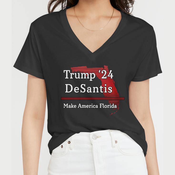 Trump Desantis 2024 Make America Florida State Tshirt Women V-Neck T-Shirt