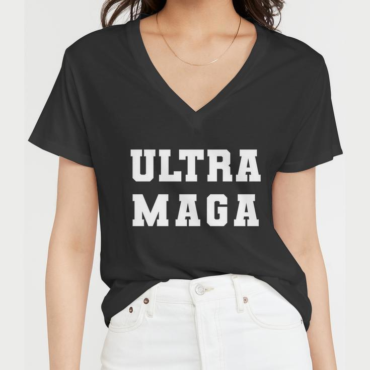 Ultra Maga Varsity College Font Logo Women V-Neck T-Shirt