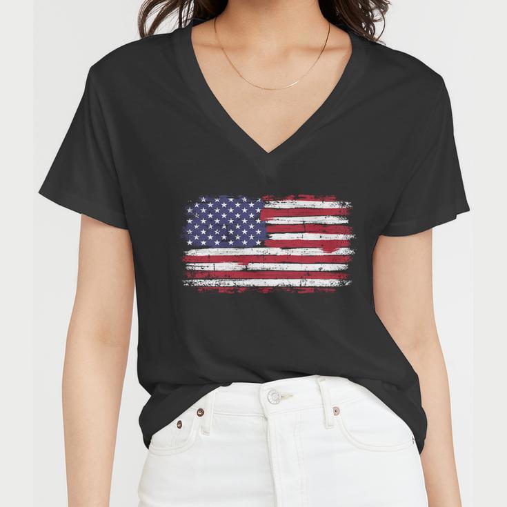 Us Flag Vintage Merican Independence Day On 4Th Of July Great Gift Women V-Neck T-Shirt