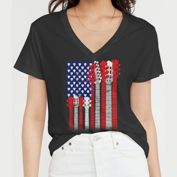 Usa Guitar Tshirt Women V-Neck T-Shirt