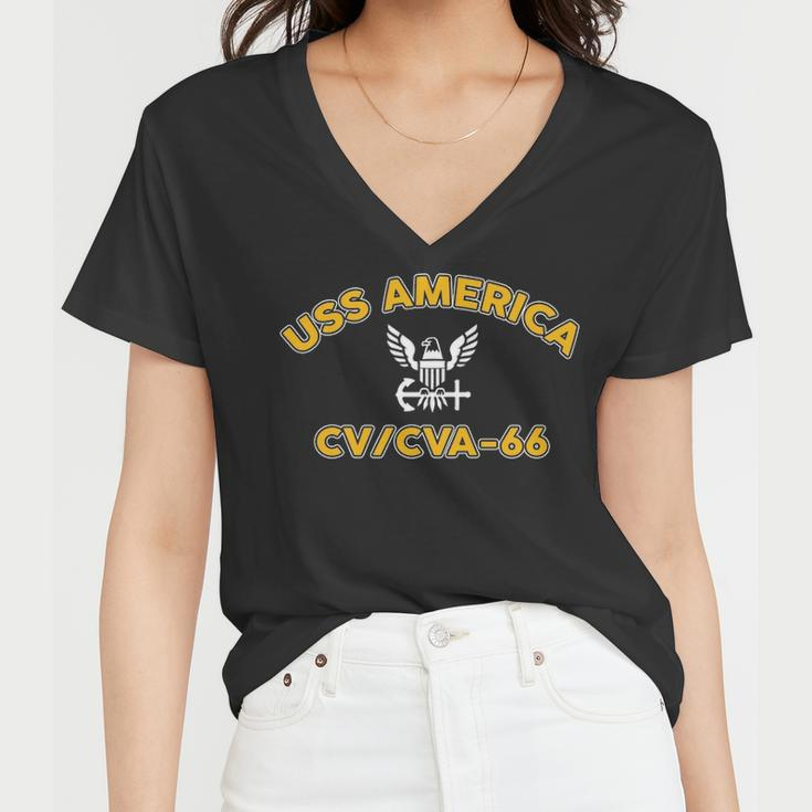 Uss America Cv 66 Cva V2 Women V-Neck T-Shirt