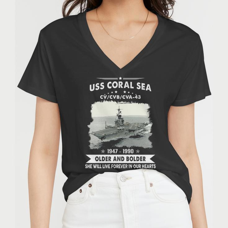 Uss Coral Sea Cv 43 Cva V2 Women V-Neck T-Shirt