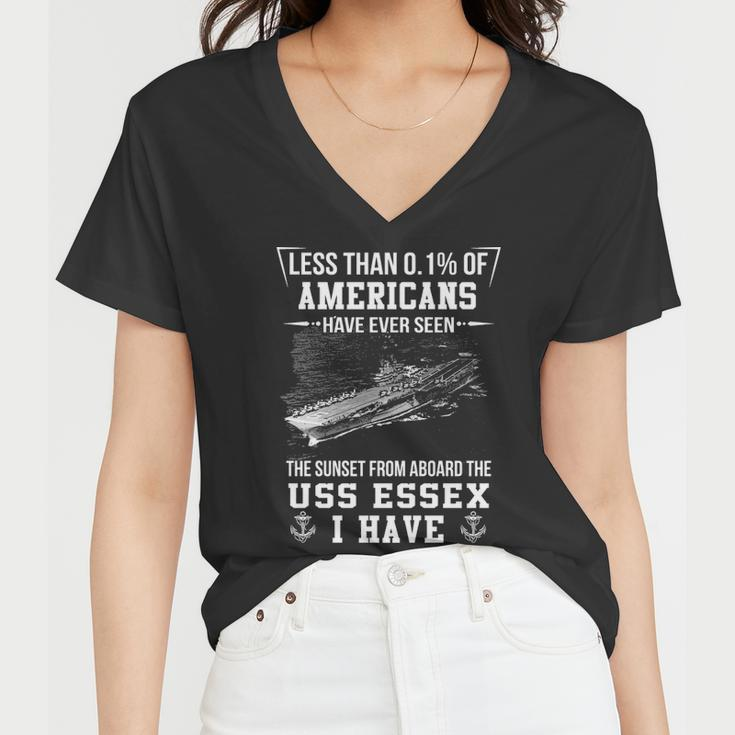 Uss Essex Cv 9 Sunset Women V-Neck T-Shirt