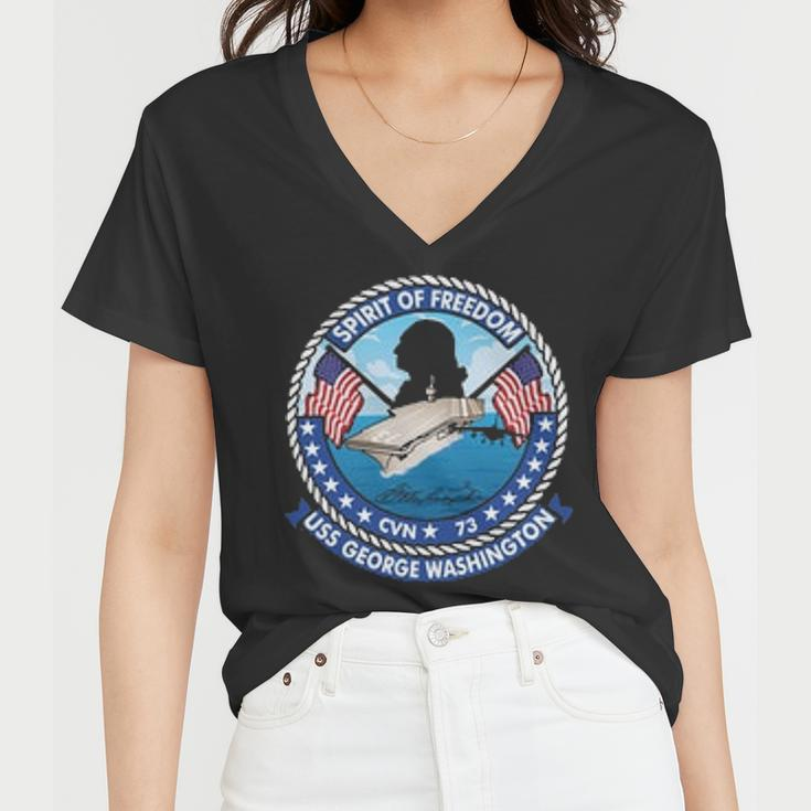 Uss George Washington Cvn V2 Women V-Neck T-Shirt