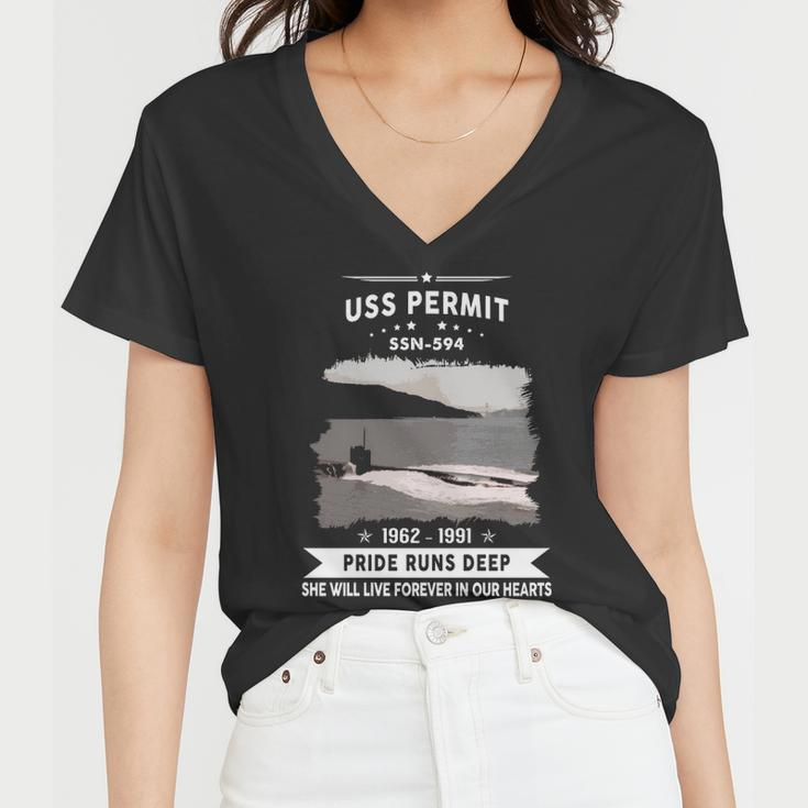 Uss Permit Ssn Women V-Neck T-Shirt