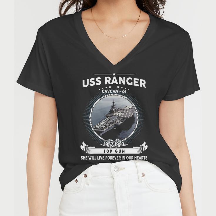 Uss Ranger Cv 61 Cva 61 Front Style Women V-Neck T-Shirt