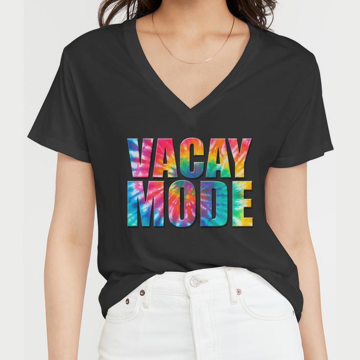 Vacay Mode Tie Dye Colorful Vacation Women V-Neck T-Shirt