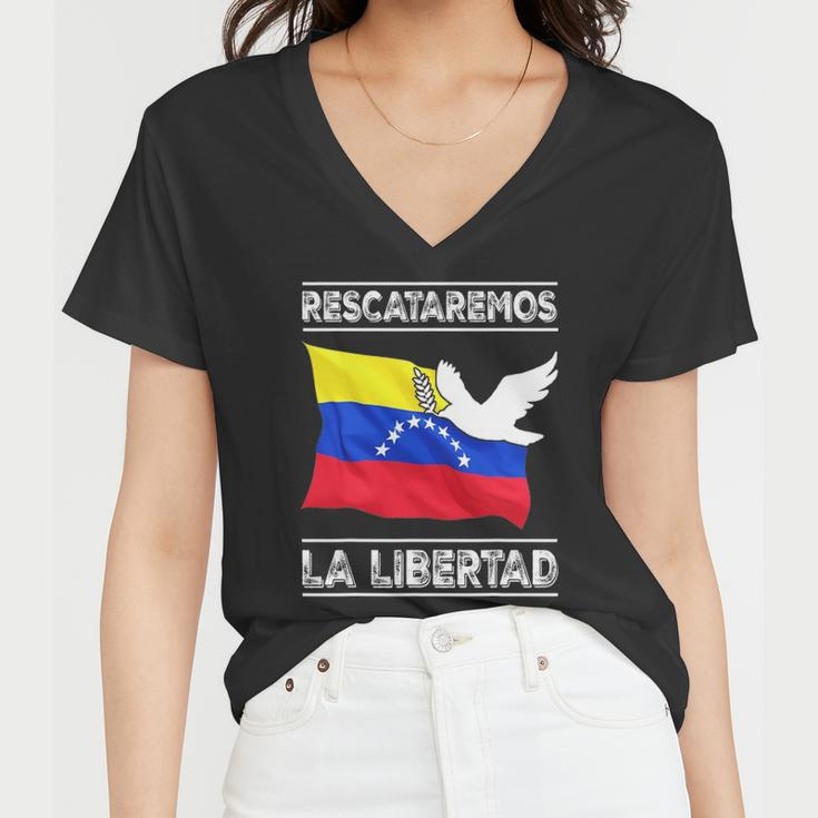 Venezuela Freedom Democracy Guaido La Libertad Women V-Neck T-Shirt