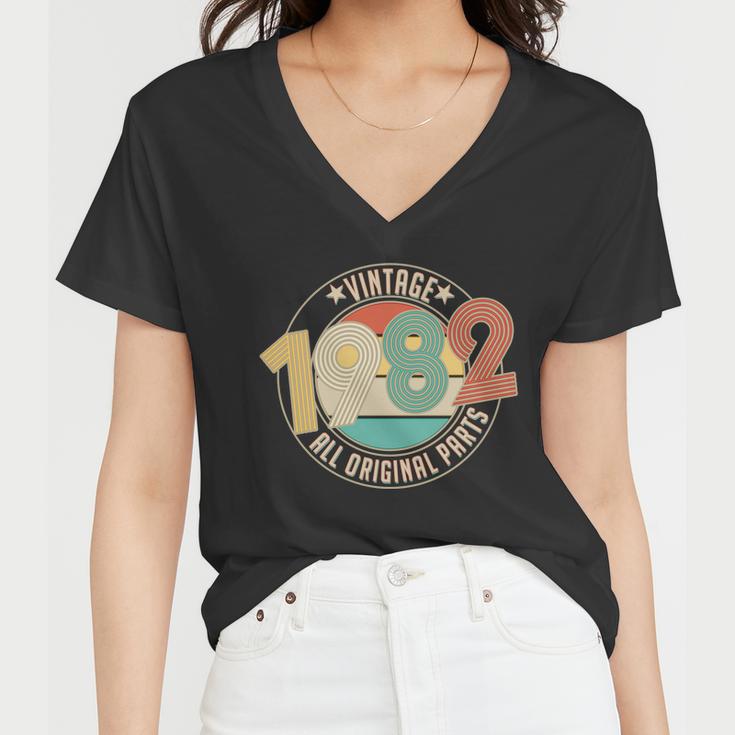 Vintage 1982 All Original Parts Emblem 40Th Birthday Women V-Neck T-Shirt