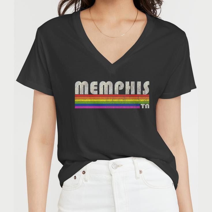 Vintage 80S Style Memphis Tn Gay Pride Month Women V-Neck T-Shirt