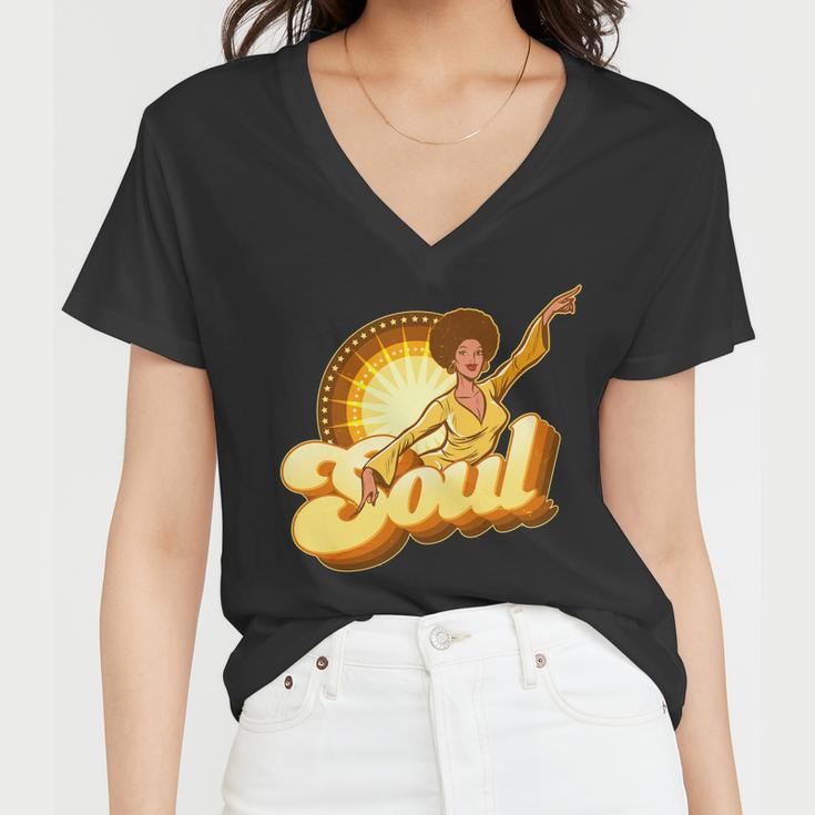 Vintage Afro Soul Retro 70S Tshirt Women V-Neck T-Shirt