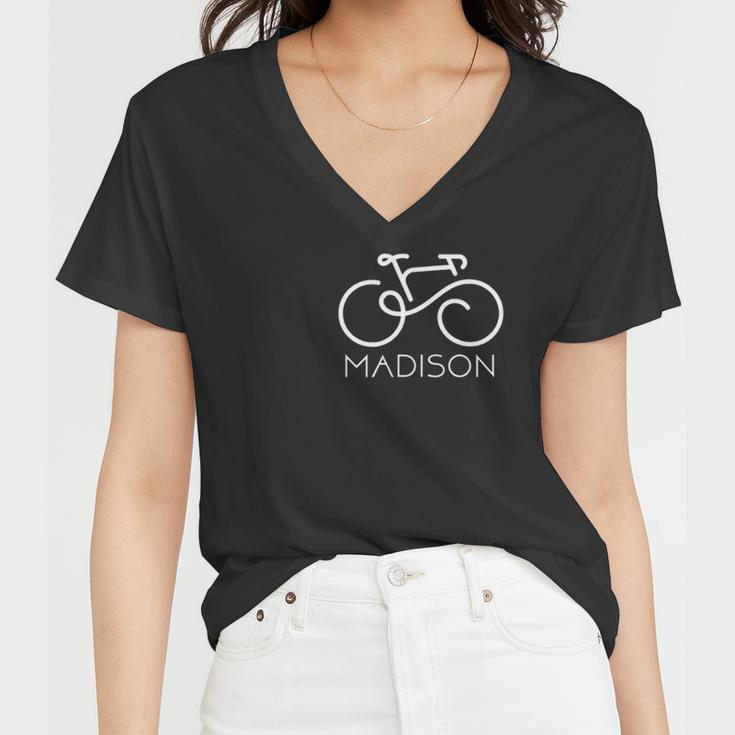 Vintage Design Tee Bike Madison Women V-Neck T-Shirt
