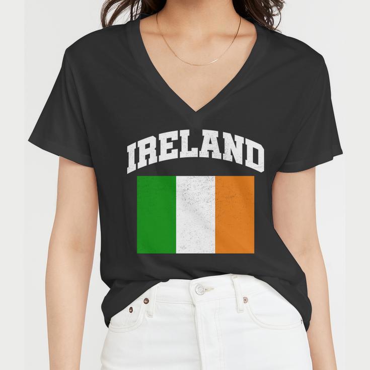 Vintage Ireland Team Flag Women V-Neck T-Shirt