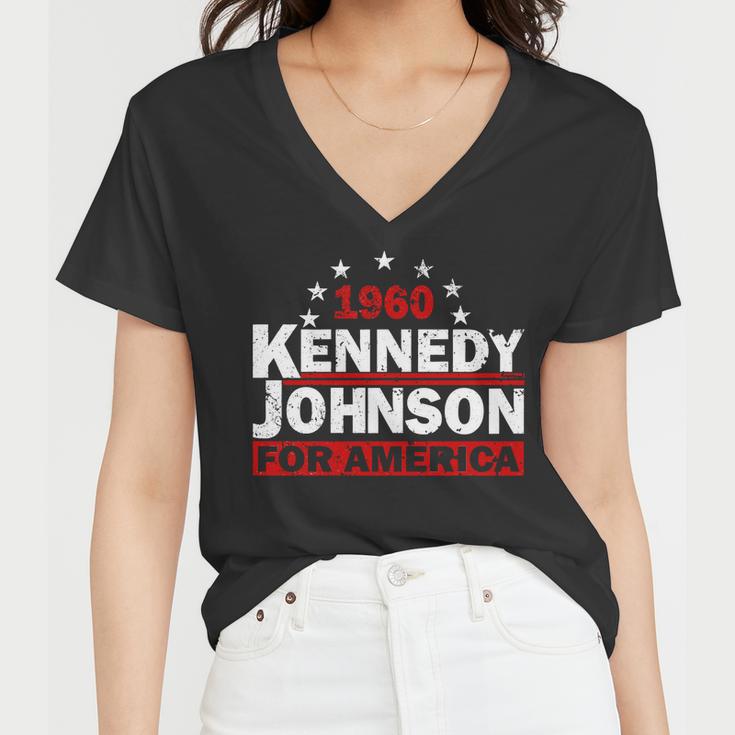 Vintage Kennedy Johnson 1960 For America Women V-Neck T-Shirt