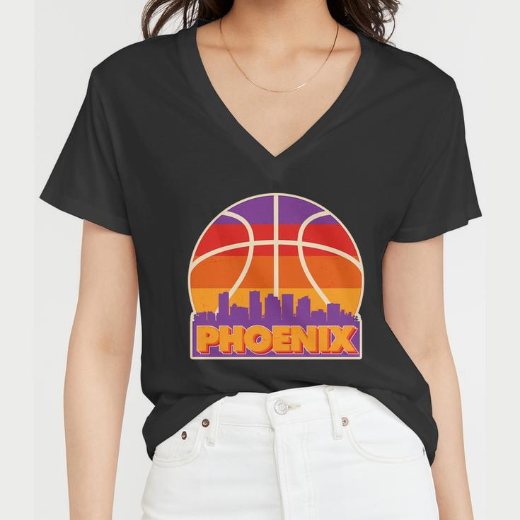 Vintage Phoenix Basketball Skyline Logo Women V-Neck T-Shirt