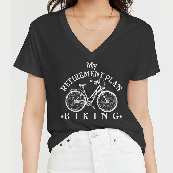 Vintage Retro My Retirement Plan Biking Women V-Neck T-Shirt