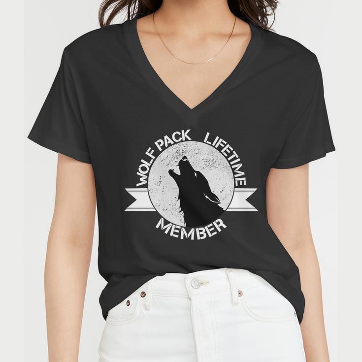 Vintage Wolf Pack Lifetime Member Emblem Tshirt Women V-Neck T-Shirt