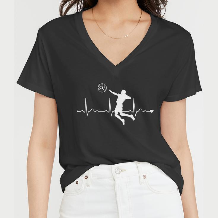 Volleyball Heartbeat Clothing Gift Boys Girls Volleyball Coach Gift Women V-Neck T-Shirt