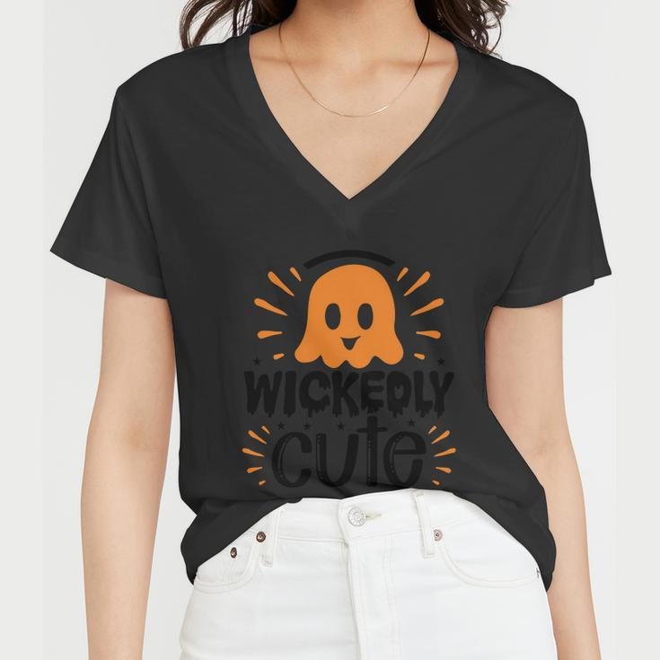 Wickedly Cute Boo Halloween Quote Women V-Neck T-Shirt