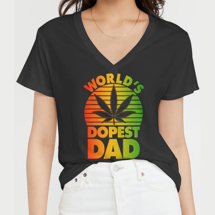 Worlds Dopest Dad Tshirt Women V-Neck T-Shirt