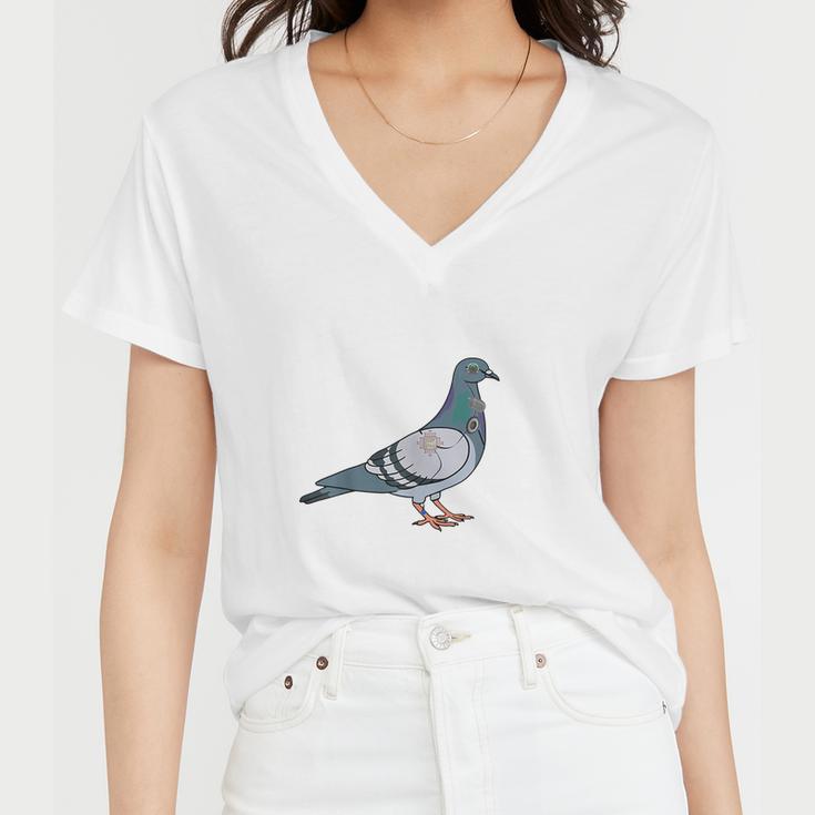 Birds Are Not Real Diagram Women V-Neck T-Shirt