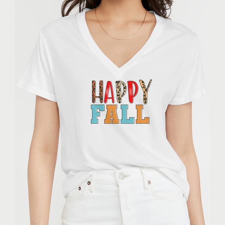 Happy Fall Happy Season Women V-Neck T-Shirt