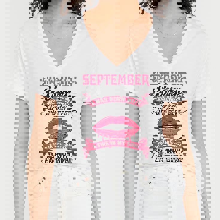 I Am A September Woman Girl Birthday Queen Born In September Women V-Neck T-Shirt