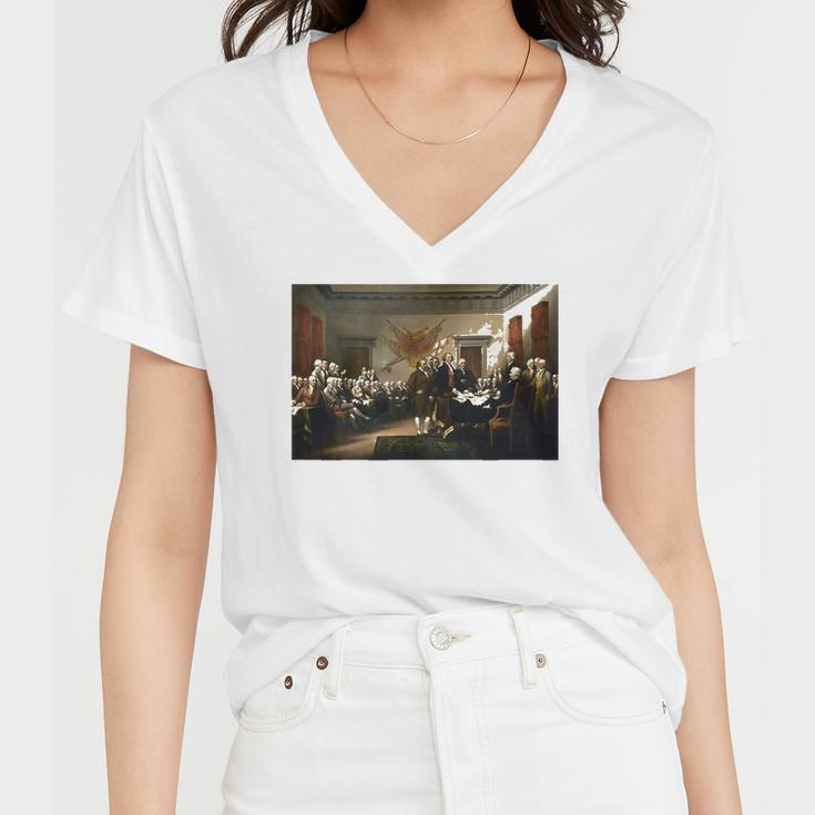 Signing The Declaration Of Independence 4Th Of July Women V-Neck T-Shirt