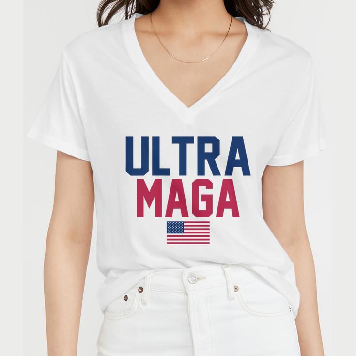 Ultra Maga Shirt Funny Anti Biden American Flag Pro Trump Trendy Tshirt Women V-Neck T-Shirt