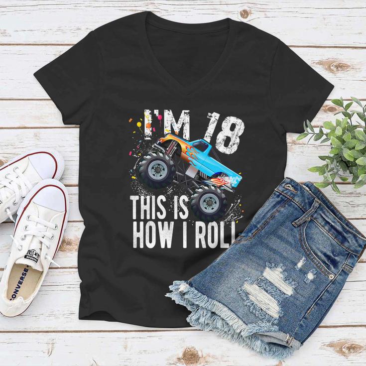 18 Year Old Gift Cool 18Th Birthday Boy Gift For Monster Truck Car Lovers Women V-Neck T-Shirt