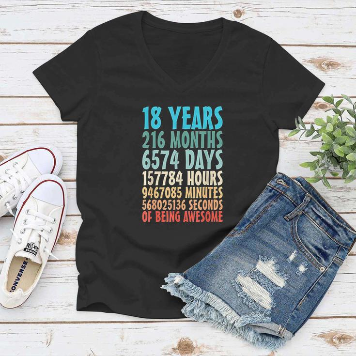 18 Years Of Being Awesome 18 Yr Old 18Th Birthday Countdown Women V-Neck T-Shirt
