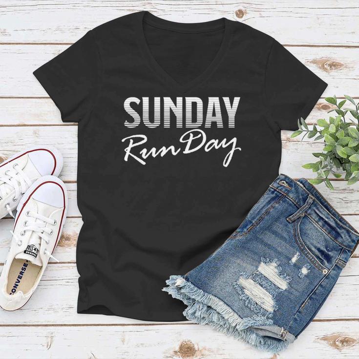 Funny Running  With Saying Sunday Runday Women V-Neck T-Shirt