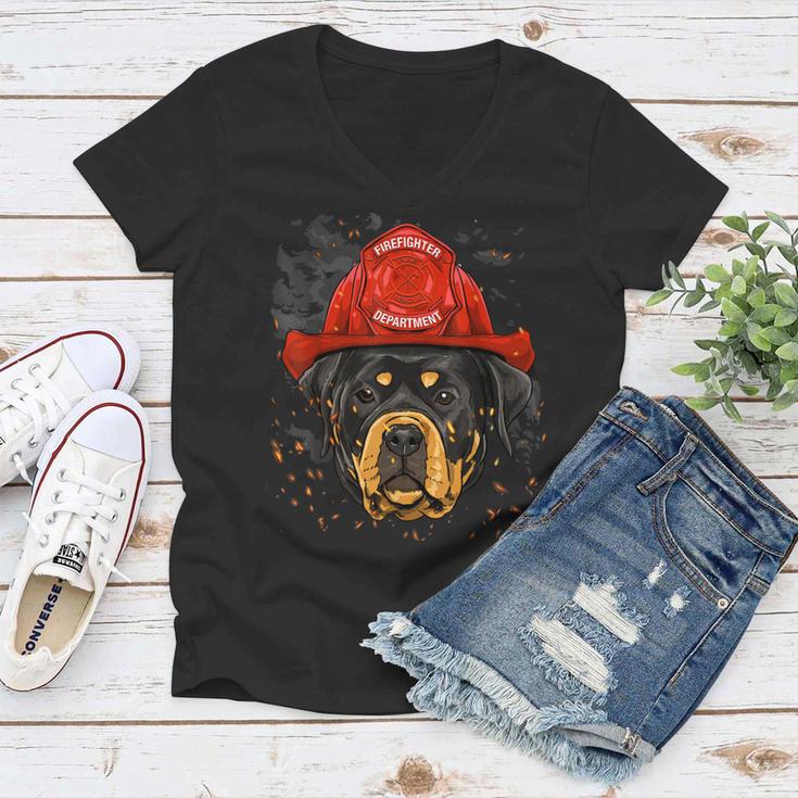 Firefighter Rottweiler Firefighter Rottweiler Dog Lover Women V-Neck T-Shirt