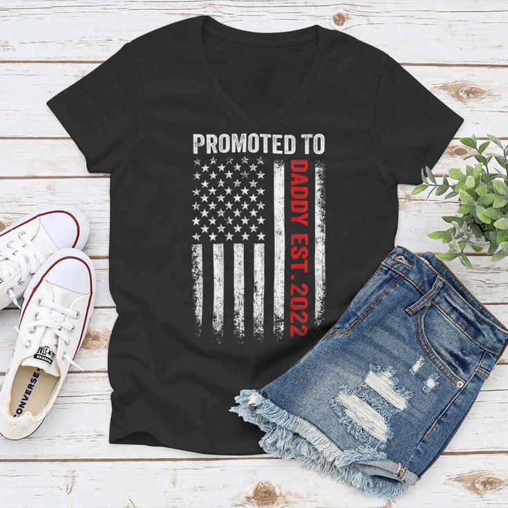 Firefighter Red Line Promoted To Daddy 2022 Firefighter Dad Women V-Neck T-Shirt