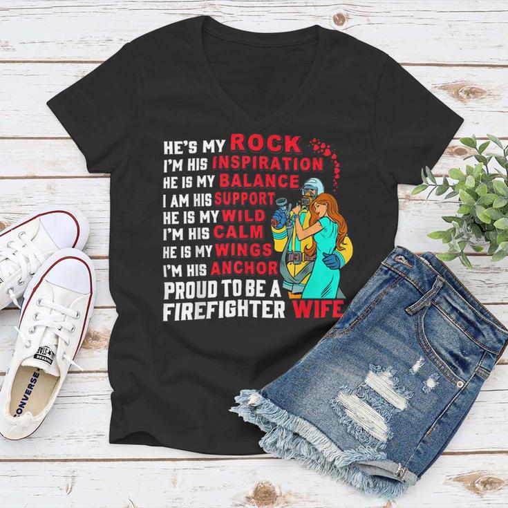 Firefighter Proud To Be A Firefighter Wife Fathers Day Women V-Neck T-Shirt