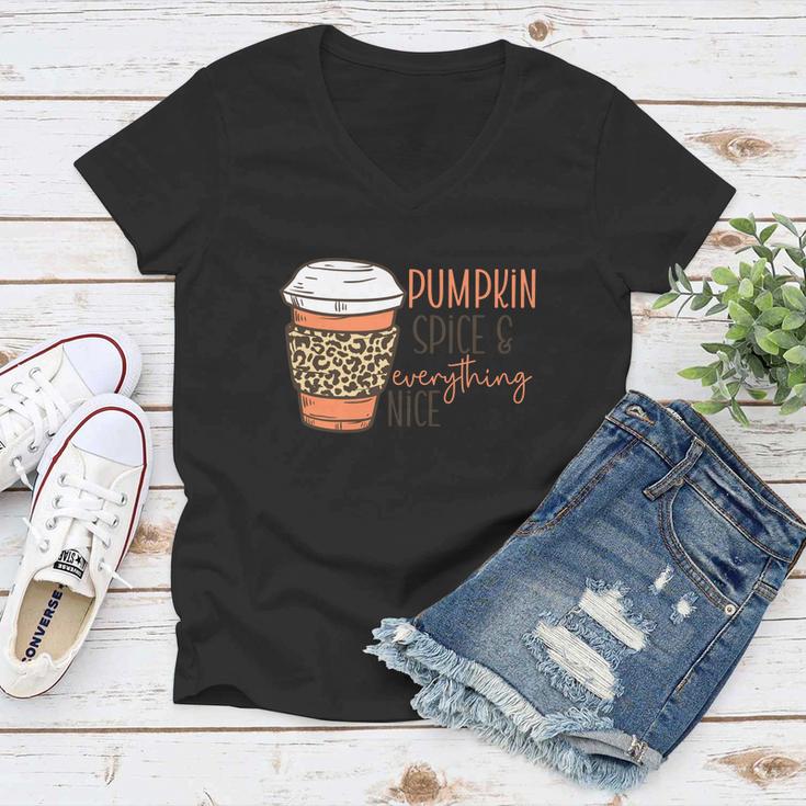 Coffee Pumpkin Spice And Everything Nice Fall Things Women V-Neck T-Shirt
