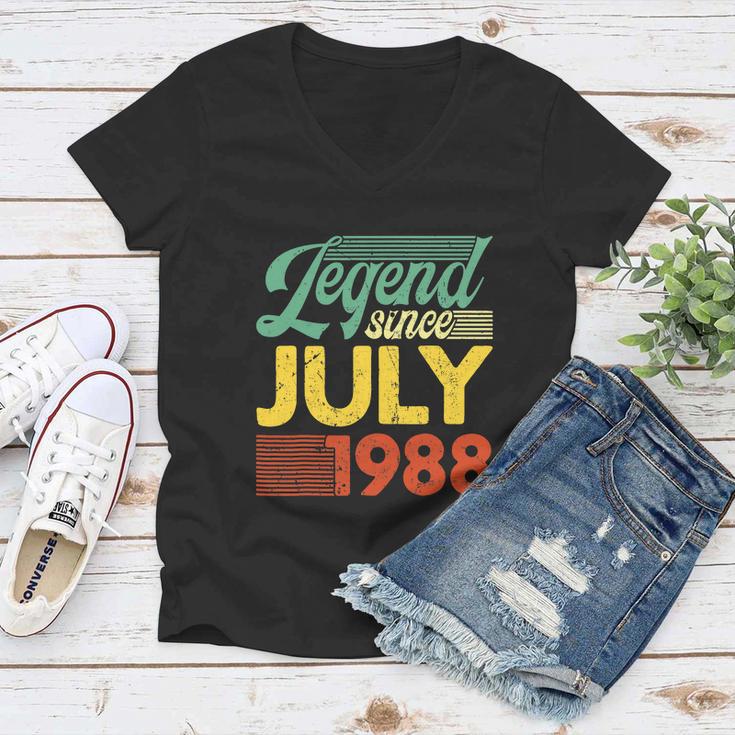 34 Years Old Legend Since July 1988 34Th Birthday Women V-Neck T-Shirt