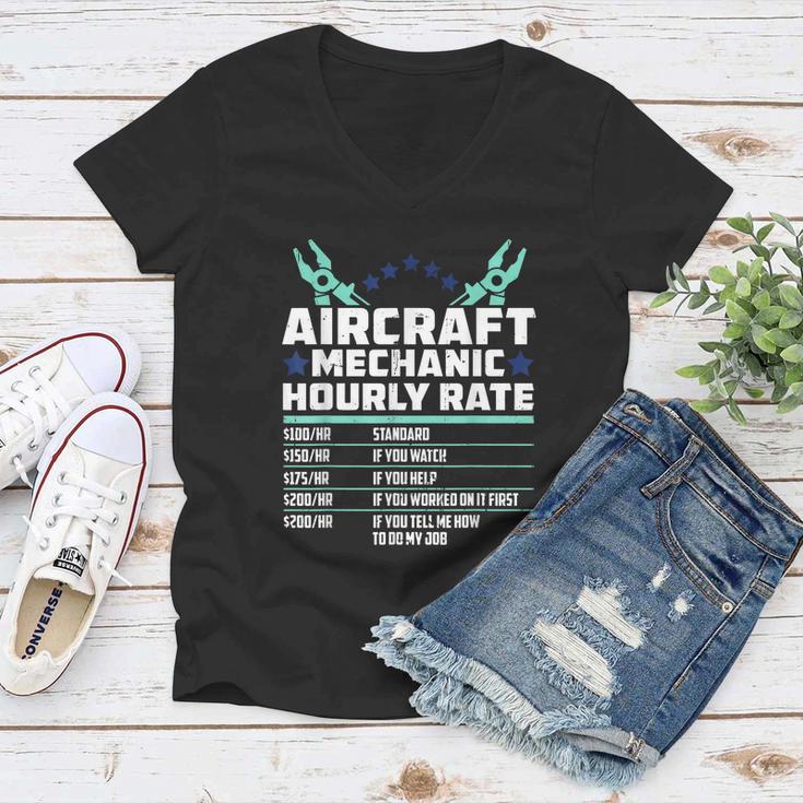 Aircraft Technician Hourly Rate Airplane Plane Mechanic Women V-Neck T-Shirt