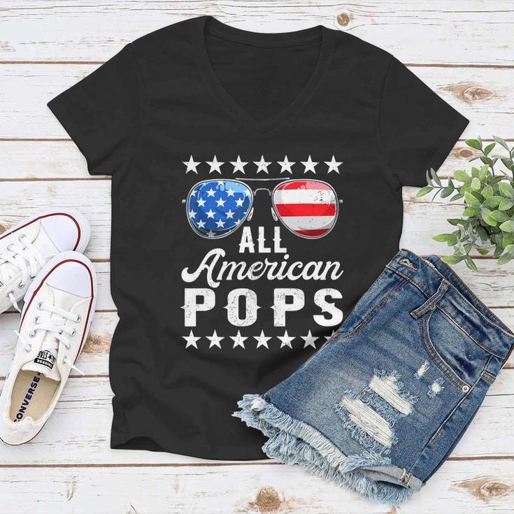 All American Pops Shirts 4Th Of July Matching Outfit Family Women V-Neck T-Shirt