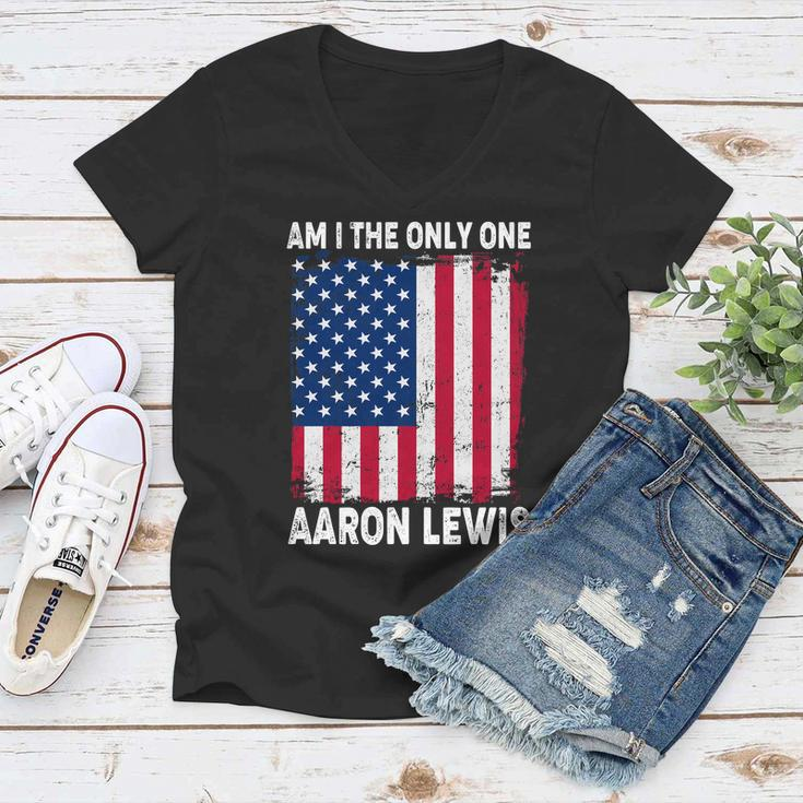 Am I The Only One Aaron Lewis Distressed Usa American Flag Women V-Neck T-Shirt