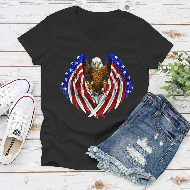 American Flag Eagle V2 Women V-Neck T-Shirt