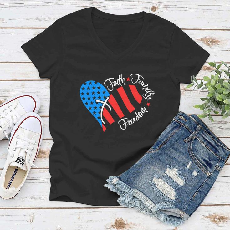 American Flag Usa Funny 4Th Of July Christian Women V-Neck T-Shirt