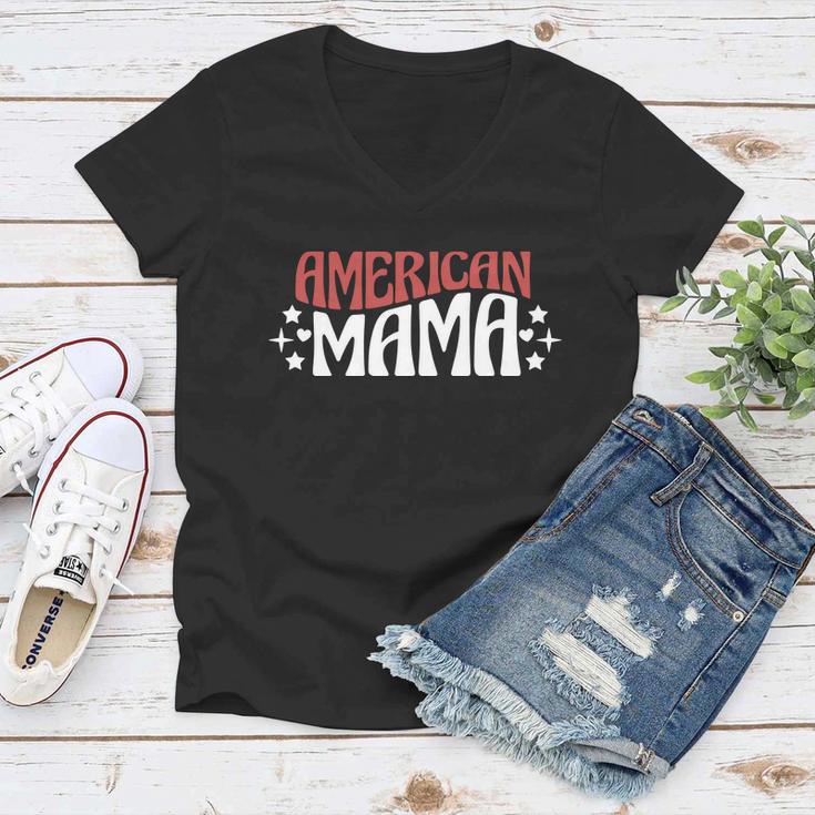 American Mama White 4Th Of July Women V-Neck T-Shirt