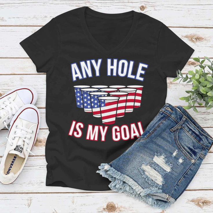 Any Goal Is A Hole Usa Beer Bong Party Women V-Neck T-Shirt